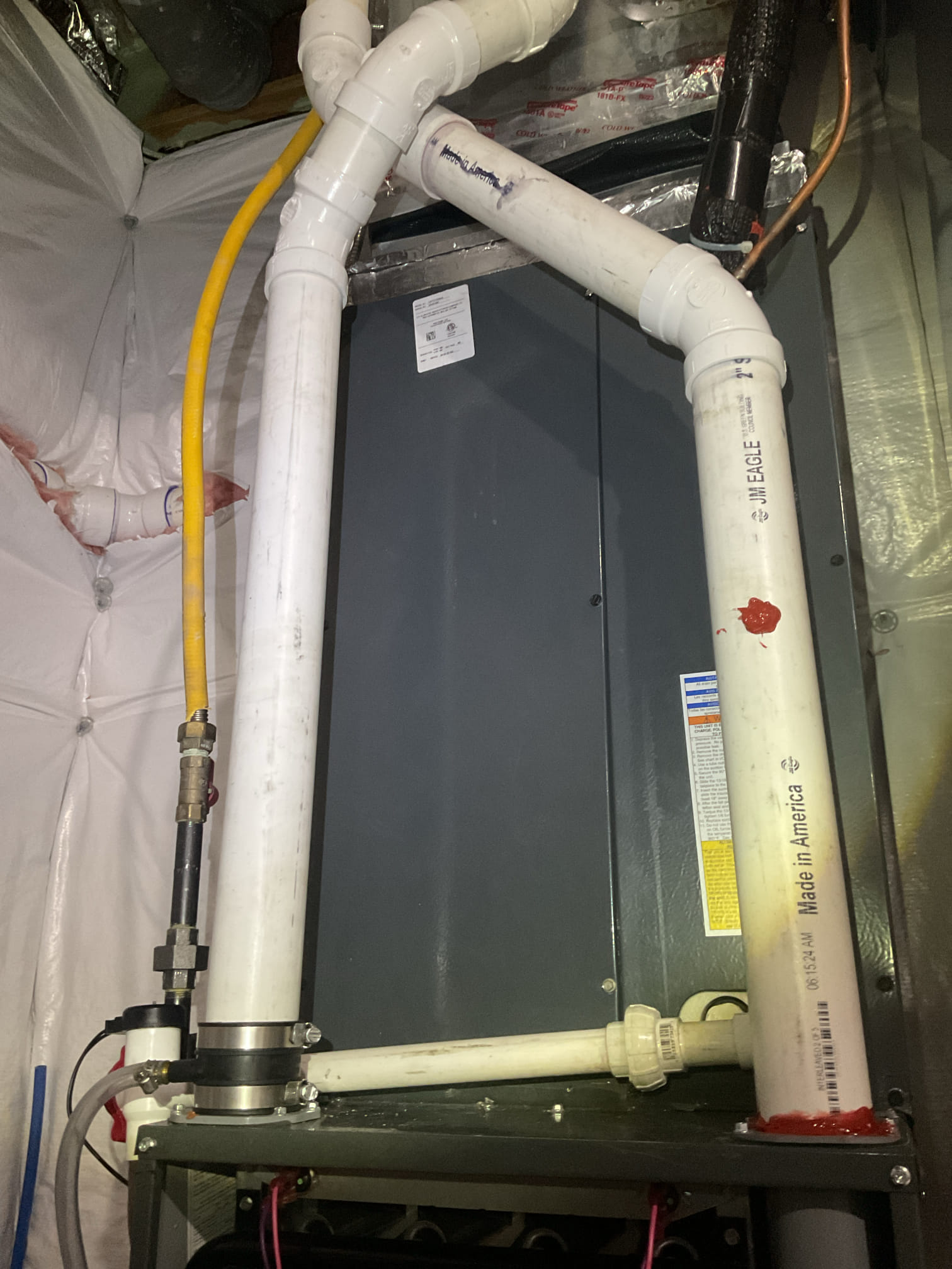 9/18/26 Dan 


I arrived to the customers home to service their 3 yr old 95% amana  gas furnace system. 
I started with checking the air filter and replaced , the filter size is 16x25x1. I checked all my electrical connections and voltages. I inspected the heat exchanger and tested the  burners , flame sensor and the igniter. I water tested all tubing and hoses and inspected the collector box . I inspected the exhaust and fresh air pipe for restrictions and bellies. I inspected the inducer and the blower motor operation. I checked and tested for combustion and took temp rise splits at the return and the supply. Everything is running fine at this time of service. 