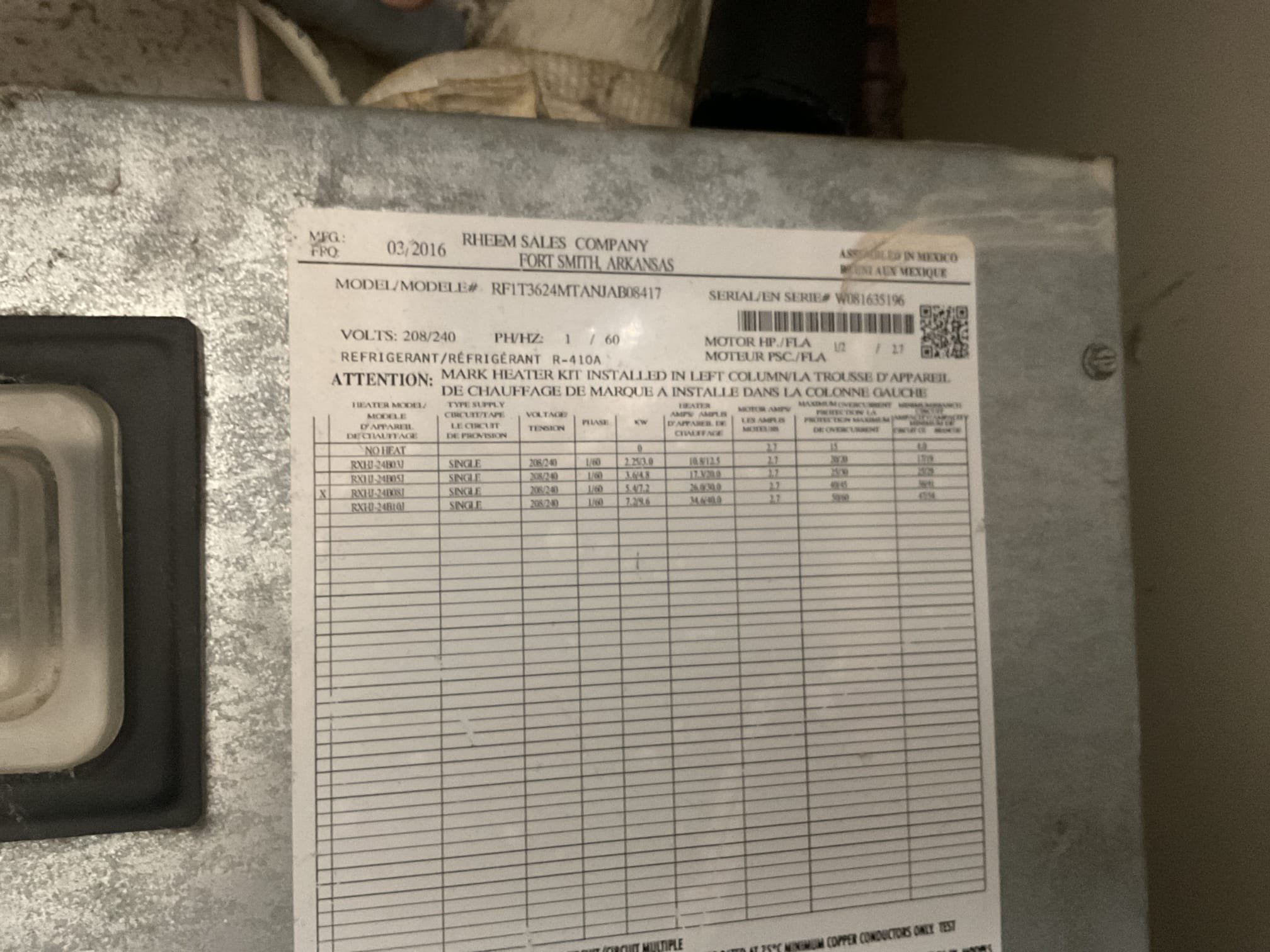 9/21/26. Fully assessed no cooling situation on 2016 Rudd heat pump system. Found system low on charge again. System was charged up by dibiase in July. They wanted to just add refrigerant for now and then when the system leaks out will then perform a leak search. Added 1 1/2 lbs ( provided by Atwater). Now 410a pressures are 261/123. With a 19 degree temperature split. System is a replacement age. A/c is working at time of service. 