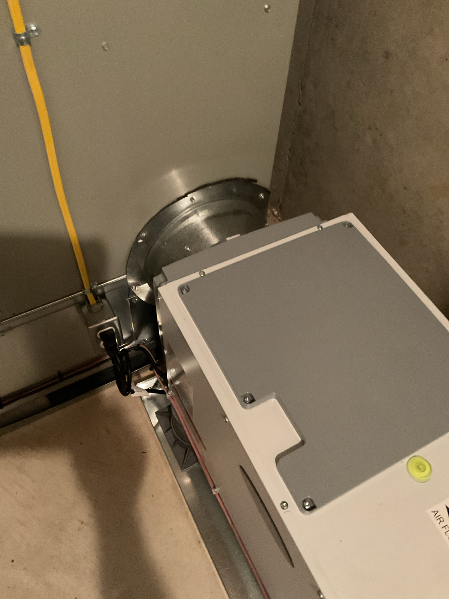 9/22/26 

I arrived to the customers home to service their 2 yr old 95% Trane gas furnace system. 
I started with checking the air filter and found good , the filter size is AA413.  I checked all my electrical connections and voltages. I inspected the heat exchanger and tested the  burners , flame sensor and the igniter. I water tested all tubing and hoses and inspected the collector box . I inspected the exhaust and fresh air pipe for restrictions and bellies. I inspected the inducer and the blower motor operation. I checked and tested for combustion and took temp rise splits at the return and the supply. Everything is running fine at this time of service. 

He just had a dehumidifier installed, we will schedule to come back and spin the dehumidifier around and modify the piping and the wiring and the pump. And level the dehumidifier. Customer might when we come back and service the humidifier. 
