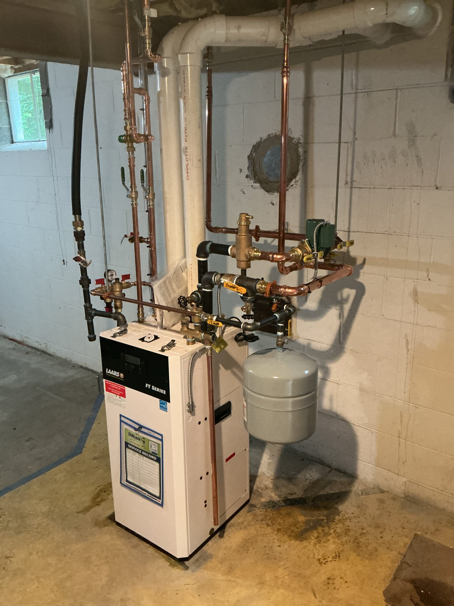 Job complete removed oil boiler , installed propane boiler, stubbed out 1in gas for propane company to hook up, bonded to ground, boiler repipe and purged boiler, converted boiler to propane and set dip switch, need to return to do start up, job financed.  

Performed start up and testing of boiler.  Combustion testing was performed and pictures were taken .  Tested domestic water and baseboard heating .  Set all dip switch setting and tested condensate pump