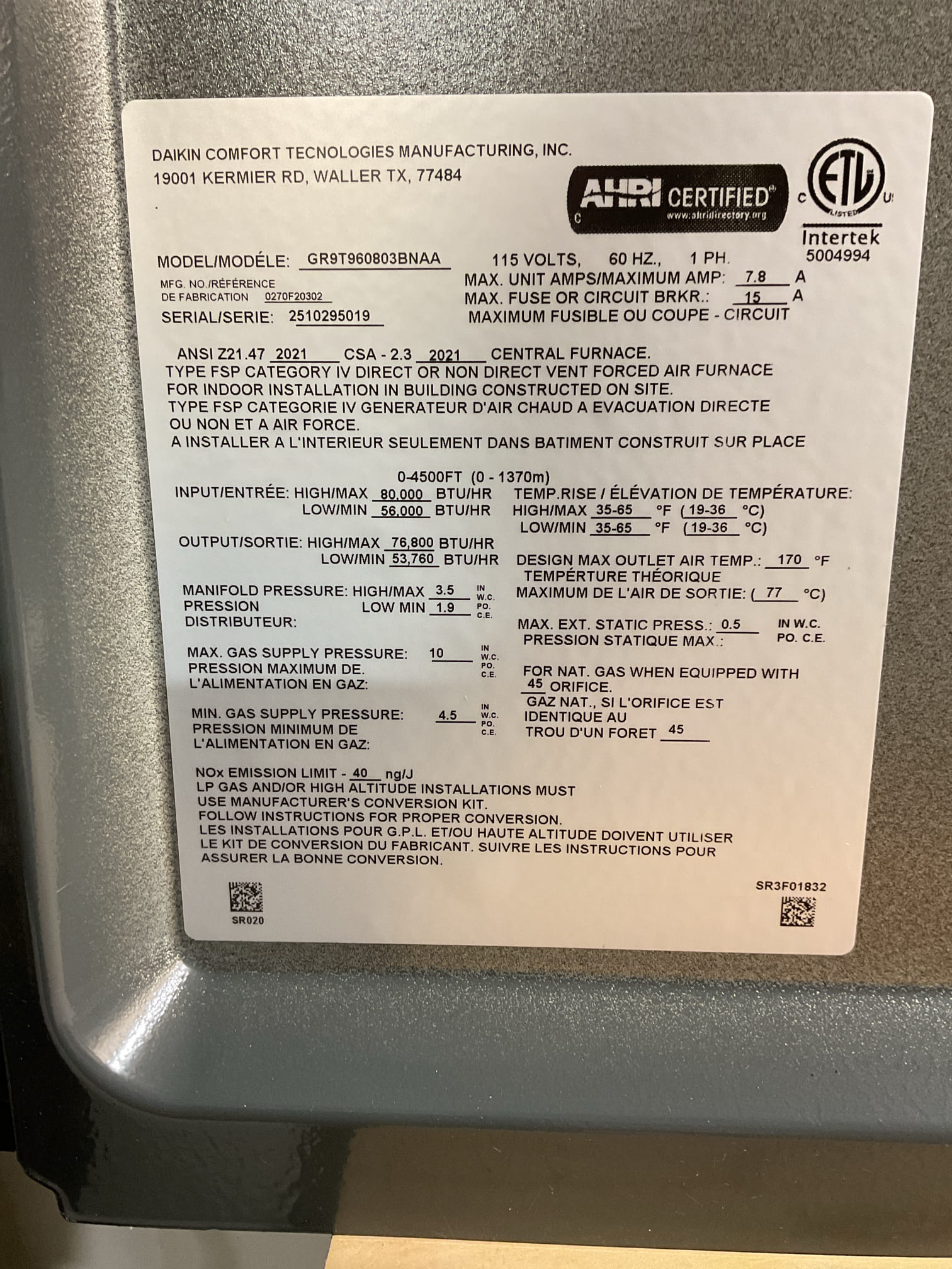 9/24/26 Dan 


I arrived to the customers home to perform a Q.A. Inspection on there new 2 stage goodman 95% gas furnace and a/c system.  I started with checking the air filter , the filter size is a 16x25x1. I checked the overall neatness and performance of the newly installed system. I checked over all system accessories. I checked all my electrical connections and voltages. I inspected and tested the  burners , flame sensor and the igniter. I water tested all tubing and hoses. I inspected the exhaust and fresh air pipe for restrictions and bellies. I inspected the inducer and the blower motor operation. I checked and tested for combustion and temp splits. I looked at the overall install of the outdoor a/c. I checked the system level and the level of the disconnect. Made sure all penetrations were sealed. Checked the electrical connections and checked for caps. Everything is in good working order. I did add a blower motor surge protection for the indoor unit . Was included with the s