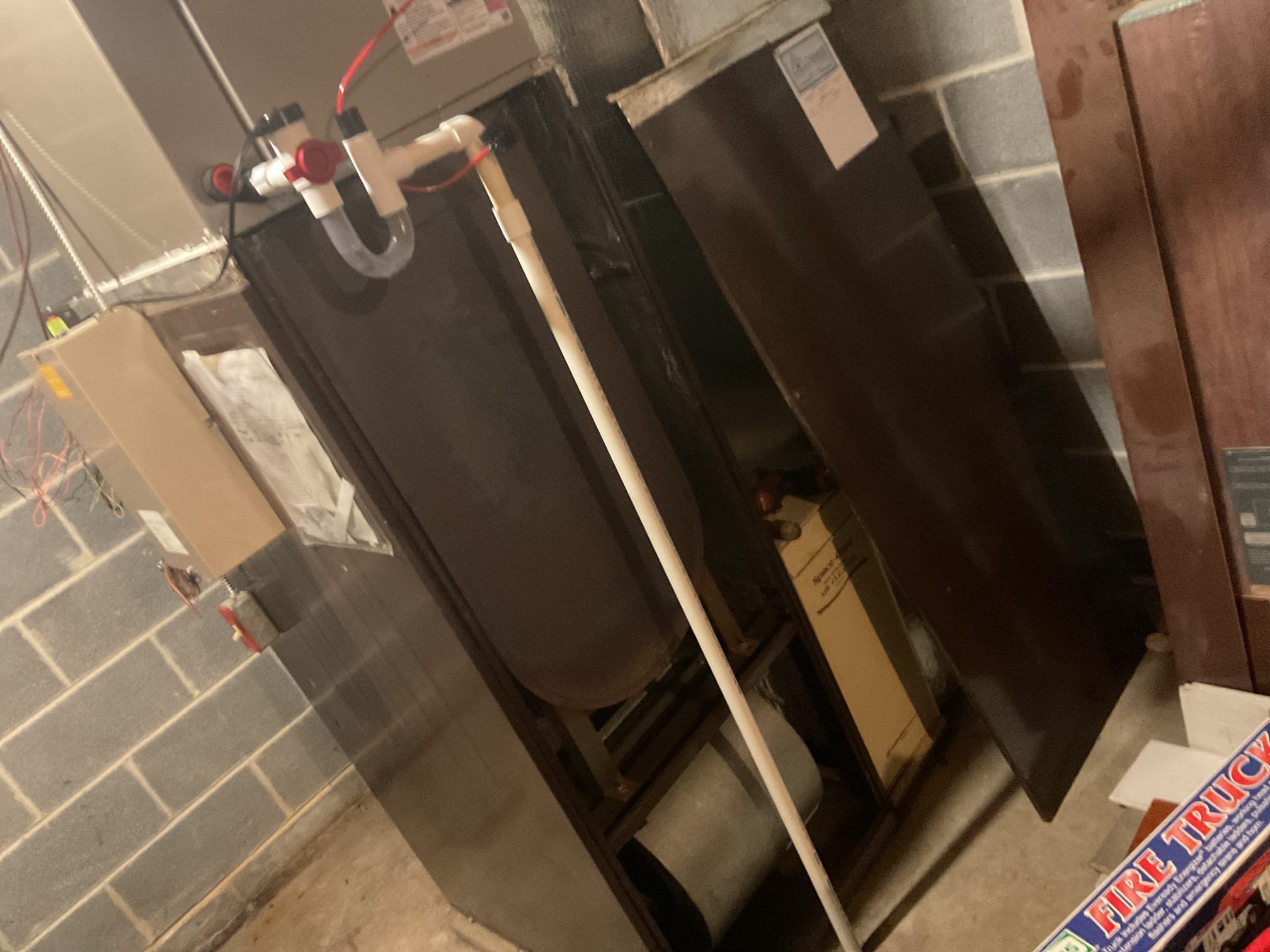 Performed precision oil tune up on 1990 York oil furnace. Replaced 20x25x6 filter, homeowner provided. Checked all electrical connections and components. Vacuumed out heat exchanger and smoke pipe. ( found heat exchanger pretty rusty took photos). Replace nozzle and filter. Performed smoke and combustion test. Found electrode tips ends worn off and weak transformer. Overall would recommend replacement of system, oil furnace is working at this time. 