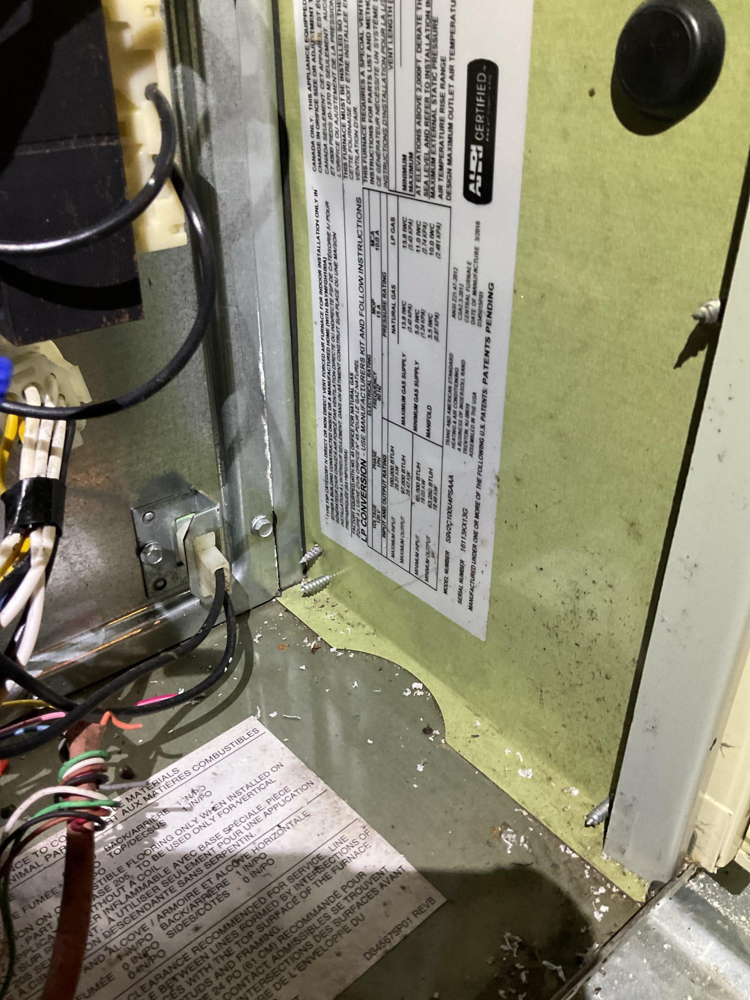 This customer asked us to service their 10-year-old, 95% efficient American Standard gas furnace. Our technician gave it a thorough check: air filter, electrical connections and voltages, burners, flame sensor and igniter, tubing and hoses, exhaust and fresh-air piping, inducer and blower motors, combustion, and temperature rise. Everything is running fine, though the system is past its normal life expectancy, so we recommended planning for a replacement in the near future.