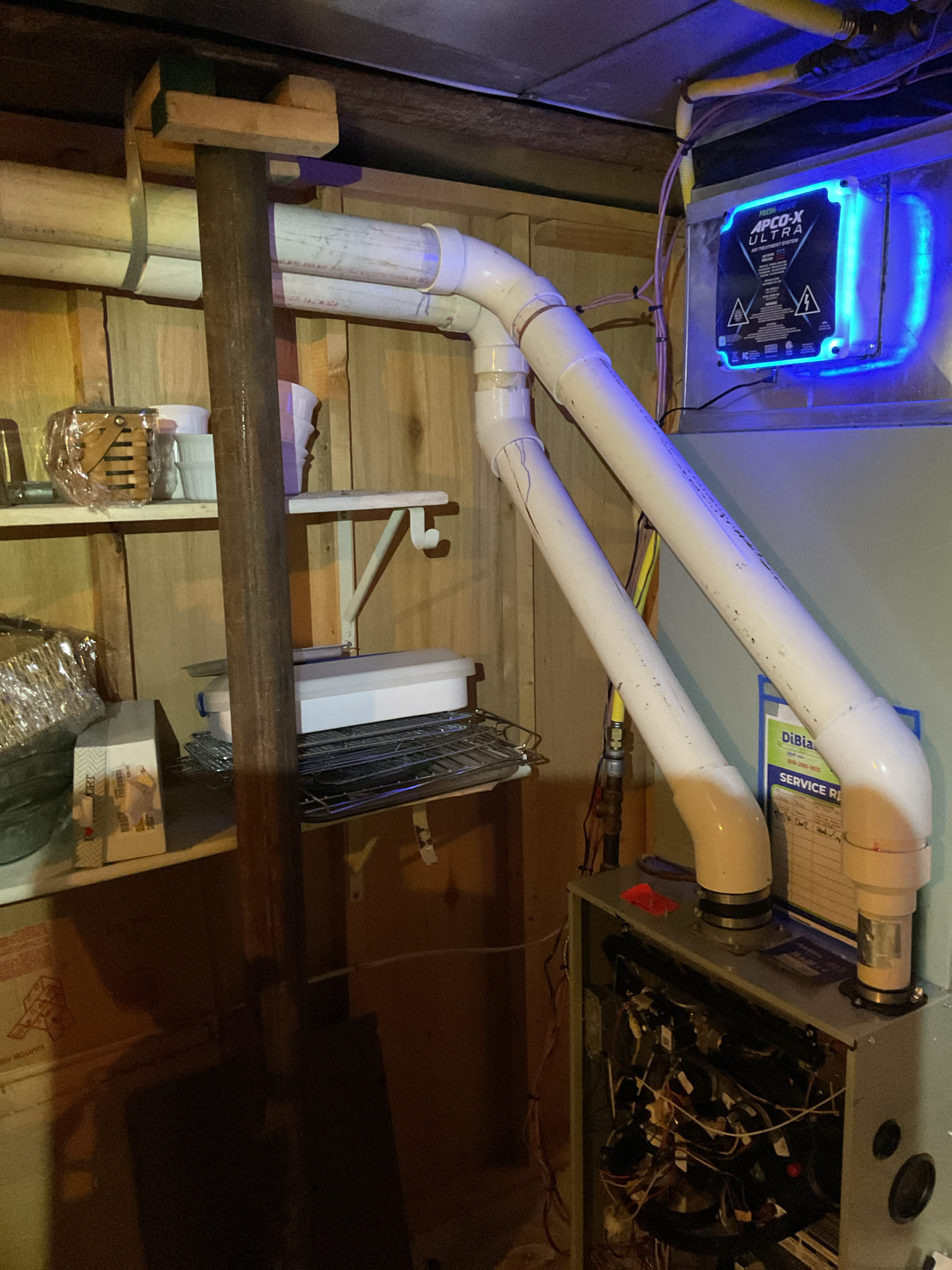 This customer asked us to service their 10-year-old, 95% efficient American Standard gas furnace. Our technician gave it a thorough check: air filter, electrical connections and voltages, burners, flame sensor and igniter, tubing and hoses, exhaust and fresh-air piping, inducer and blower motors, combustion, and temperature rise. Everything is running fine, though the system is past its normal life expectancy, so we recommended planning for a replacement in the near future.