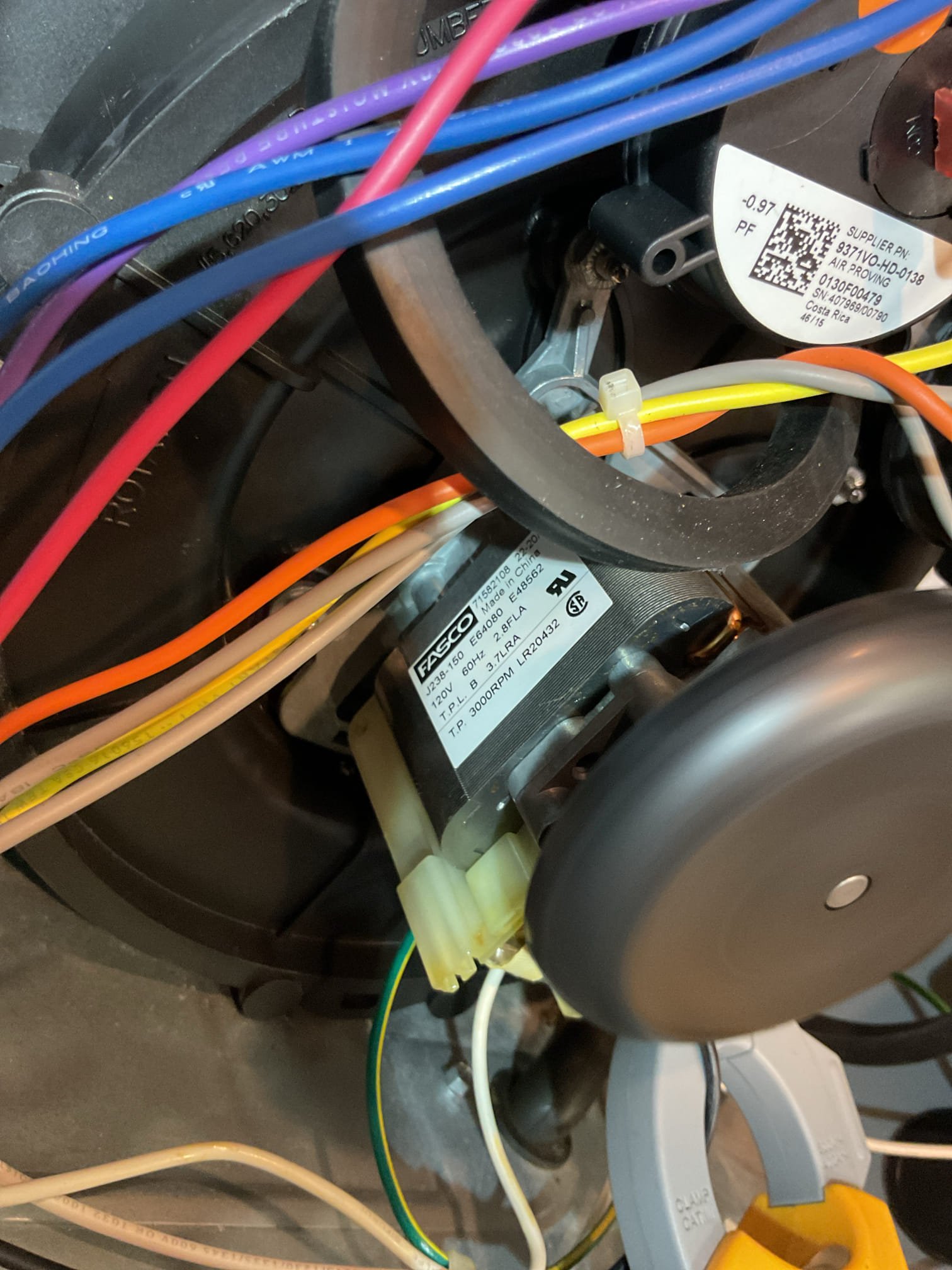 I performed a comprehensive heat tune-up on a natural gas furnace installed in March 2016. The system, now 10 years old, received a new 20x24x1 filter. I inspected the heat exchanger, burners, flue pipe, inducer assembly, and hoses. The hot surface ignitor was checked for resistance, and the flame sensor was cleaned to verify the flame rectification circuit. Temperature rise and static pressure were measured, and all wiring, controls, electric motors, and components were checked, including surge protection. Manifold gas pressure was inspected, and the drain and pump were reviewed, with a condensate pump safety noted. Additional drain/water safeties were recommended. The humidifier was maintained, and the humidity set to 35% RH. A carbon monoxide monitor was discussed, and all combustion, draft, and smoke tests passed. The furnace is operating well, though it is nearing replacement age.