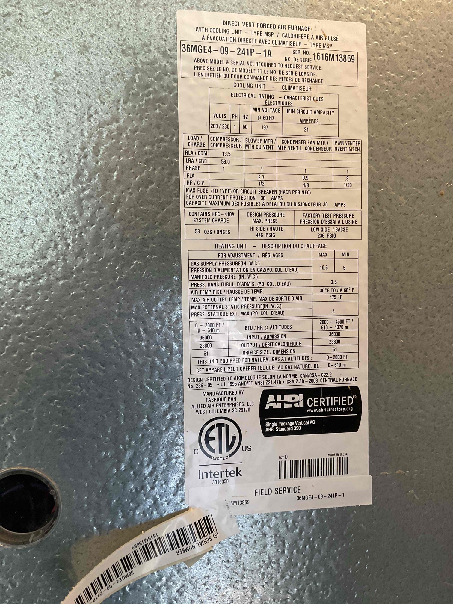 On October 7, I thoroughly assessed the blower motor of a 2016 Magic Pak gas/AC package unit. I operated the blower motor in both heating and cooling modes, monitoring its performance. After some time, the blower motor began to produce unusual noises, indicating that the bearings were failing. I explained to the customer that while I have a universal blower motor available, it would not fit due to space constraints within the unit. Consequently, an original equipment manufacturer (OEM) blower motor will be required. I will coordinate with our office to locate the appropriate blower motor and provide a repair estimate. The system is currently operational.