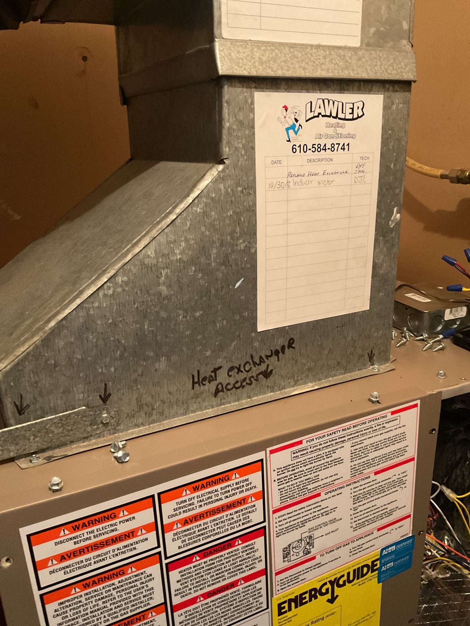 Upon arrival, I installed a new furnace through the wall. The system was tripped on high limit. I ensured all vents were open, checked the return for good draw, and verified gas pressure at 3.4”. The supply duct exceeded temperature at 145°, while the return was 71°, resulting in a 55° temp rise. After inspecting for restrictions and confirming a good air filter, I adjusted the fan speed to high. Temperatures dropped to a 63° temp rise, with supply at 138° and return at 75°. The office will follow up with the customer in the morning.
