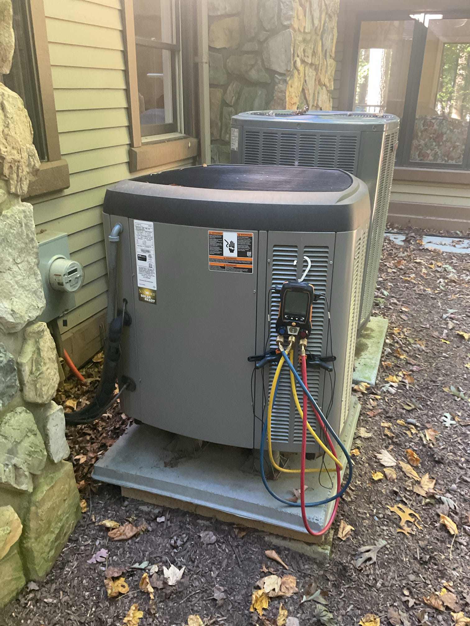 On October 9, I conducted a comprehensive heat tune-up on a 2015 Lennox heat pump system. I replaced the 20x24x1 air filter and meticulously checked all electrical connections and components for proper functionality. The emergency heat operation was verified, and I assessed the temperature rise. I also measured refrigerator pressures and temperatures, and tested the outdoor capacitor. The evaporator coil at the indoor unit showed significant rust and corrosion, indicating it is nearing the end of its life expectancy. Although the heat pump is currently operational, I recommend obtaining a replacement estimate.