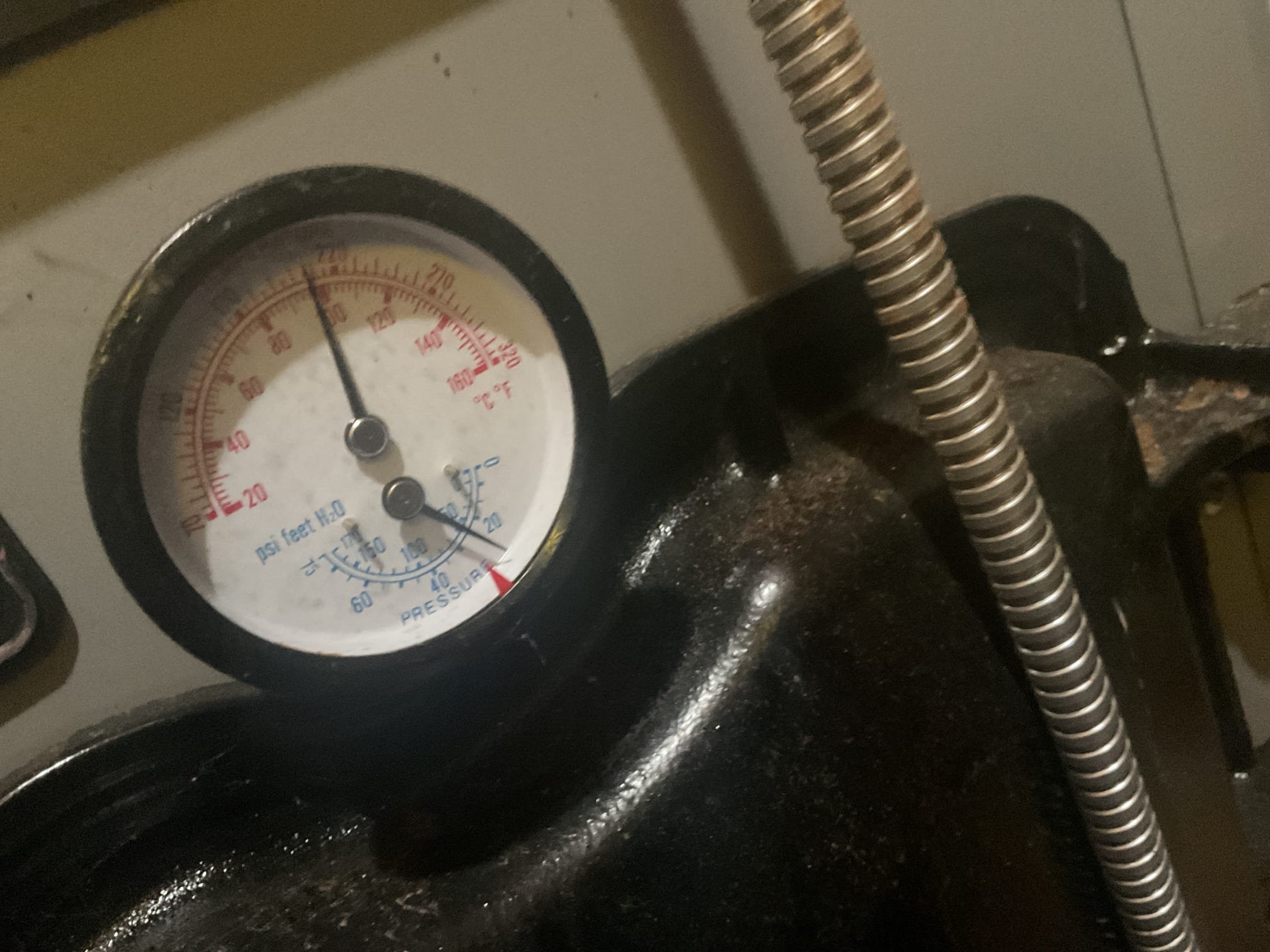 On 10/10/26, I arrived to find the 2018 force oil boiler reaching 200 degrees but lacking water circulation. The circulator pump was locked up, so I replaced it with a 007 pump. After running the boiler, the burner locked out, and I discovered the.85x45b nozzle was clogged. I replaced it and signed the customer up for a maintenance plan. Additionally, I found the boiler pressure slightly high, with a failed expansion tank, a corroded air bleeder, and a leaking relief valve. I provided an estimate for the necessary replacements and scheduled a tune-up for the oil boiler, which is currently operational.