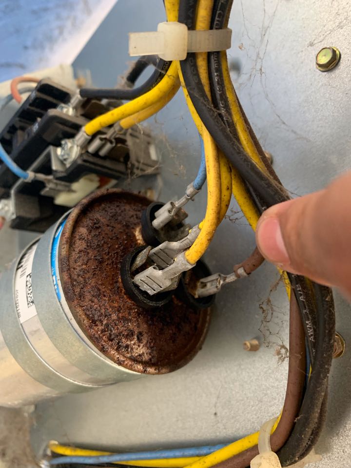In the Pinole shore’s neighborhood this morning performing a diagnostic for the Rodgers residence. There systems capacitor mushroomed so we swapped them out for a new and now they have proper cooling!