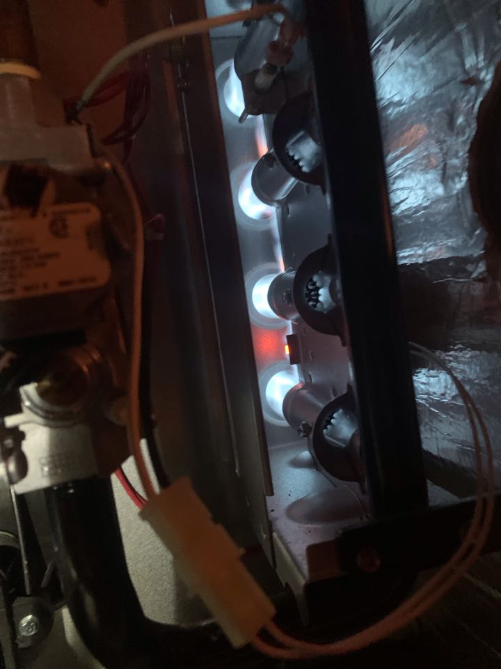 In Walnut Creek, California this afternoon performing a furnace maintenance for the Morgan residence.