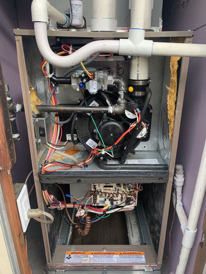 In Pacheco, California this afternoon performing a furnace maintenance for the Coleman residence. 