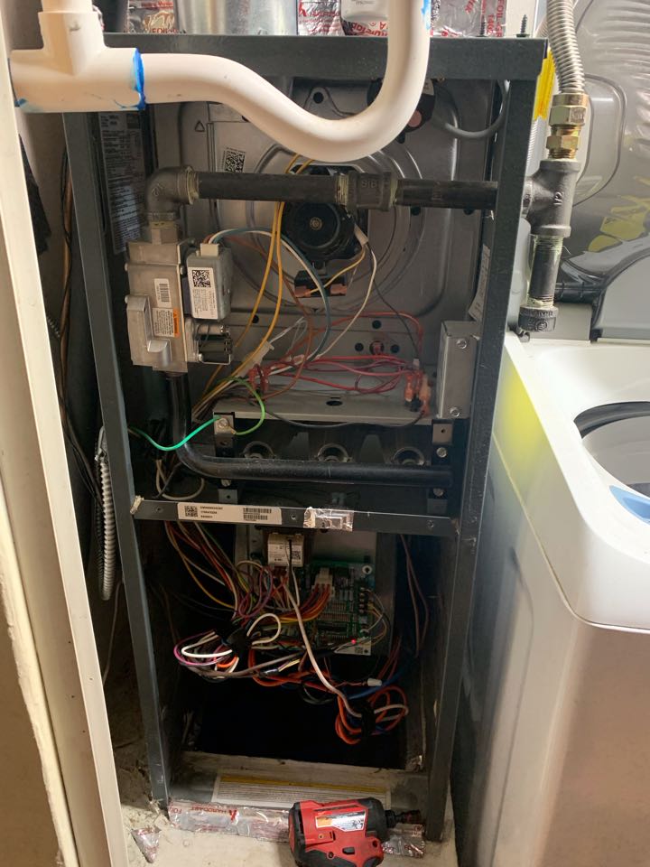 In Fairfield, California this afternoon performing a furnace maintenance for the Tremberth residence.