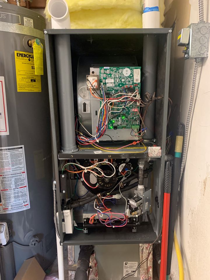In Walnut Creek, California this afternoon performing a furnace maintenance for the Bruno residence. 