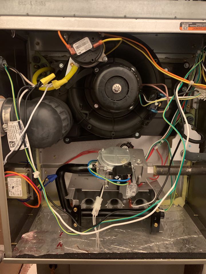 In Concord, California this afternoon performing a furnace inspection for the Tse residents. 
