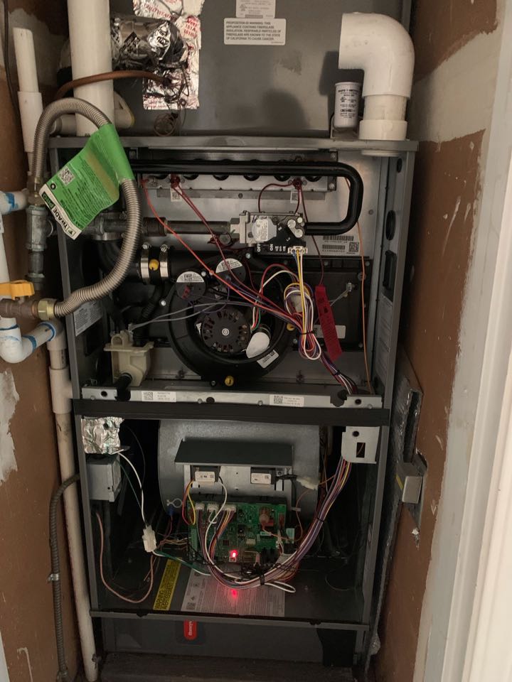 In San Ramon, California this afternoon performing a furnace maintenance for the Limesand residence. 