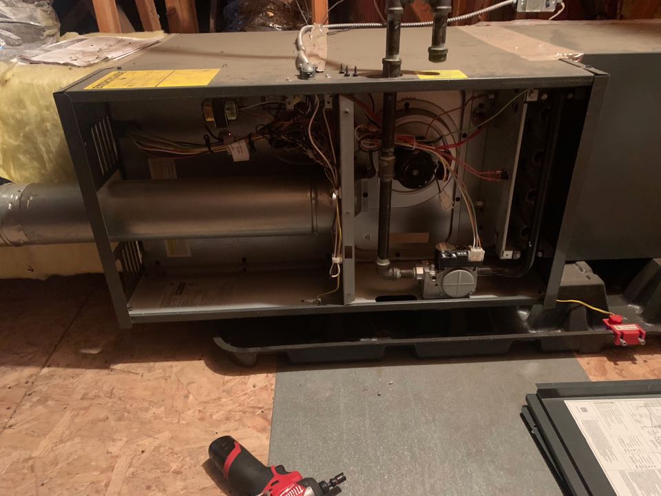 In Concord, California this afternoon performing a furnace maintenance for the Oxley residence.