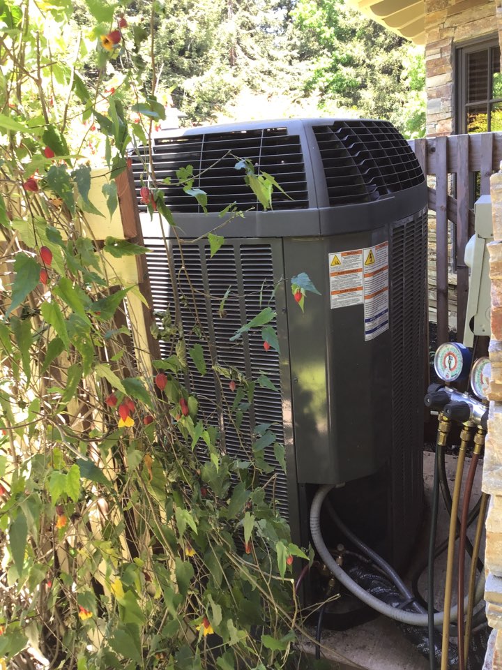 Lafayette, CA - Performed diagnostic on Trane air conditioning system, found high pressure switch and low pressure switch in outdoor unit tripped. Bypassed both to get unit to operate and found refrigerant metering device in the indoor unit is failing which caused both pressure switches to trip as a safety to prevent damage to the compressor. To fix all refrigerant needs to be removed from system, metering device would be replaced as well as a new liquid line filter drier, vacuumed out and then recharged Lafayette, CA - Performed diagnostic on Trane air conditioning system, found high pressure switch and low pressure switch in outdoor unit tripped. Bypassed both to get unit to operate and found refrigerant metering device in the indoor unit is failing which caused both pressure switches to trip as a safety to prevent damage to the compressor. To fix all refrigerant needs to be removed from system, metering device would be replaced as well as a new liquid line filter drier, vacuumed out and then recharged