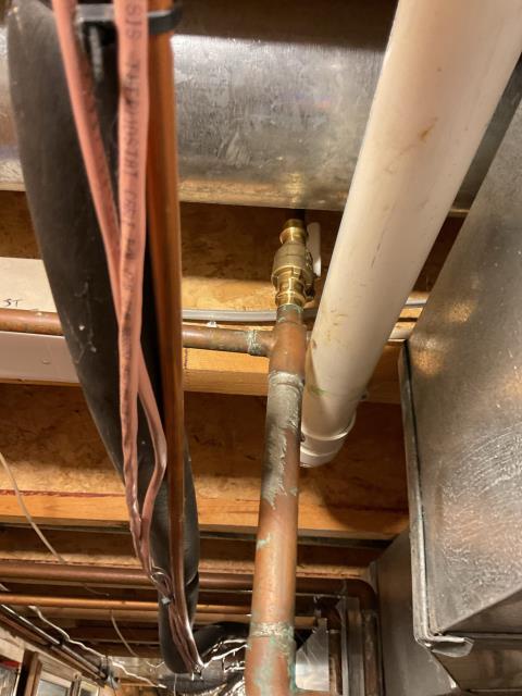 Sewer repair: Replaced gate valve on water line. Added a new ball valve. Worked out where all the hard lines go and added a valve to the front yard hydrant as well. 