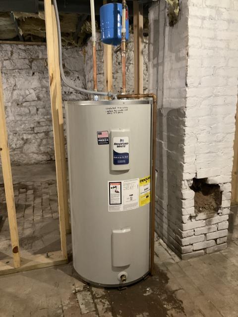 Installation of 50-Gallon Electric Water Heater
**Includes Heater, Materials, Labor, and Removal/Disposal
**Complete Turn-Key Installation of New Heater
- Install water connections
- install a drainer vent
Bradford White 50G Electric Water Heater
**Manufacturer 6-Year Parts and Tank Residential Warranty
**Maxwell-White 3-Year Labor Warranty
