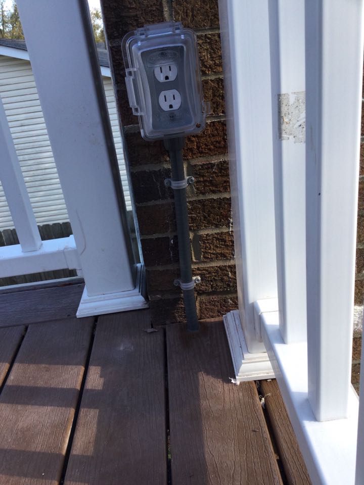 Installed two column post lanterns and added outdoor outlet in Severn, MD