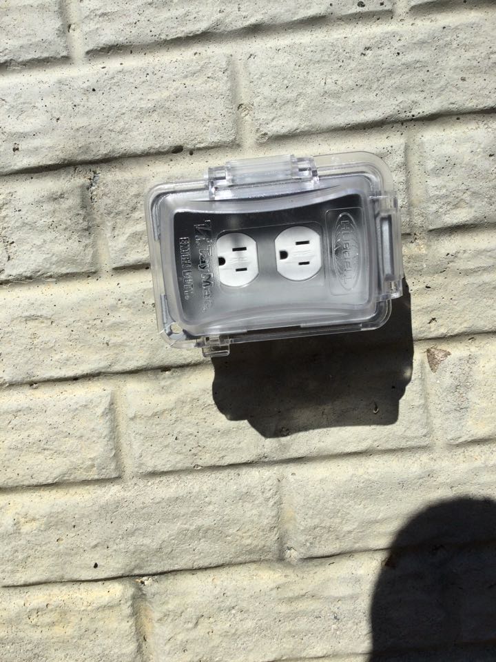 Installed GFCI, weatherproof duplex receptacle, and rain-tight in-use cover in Odenton, MD