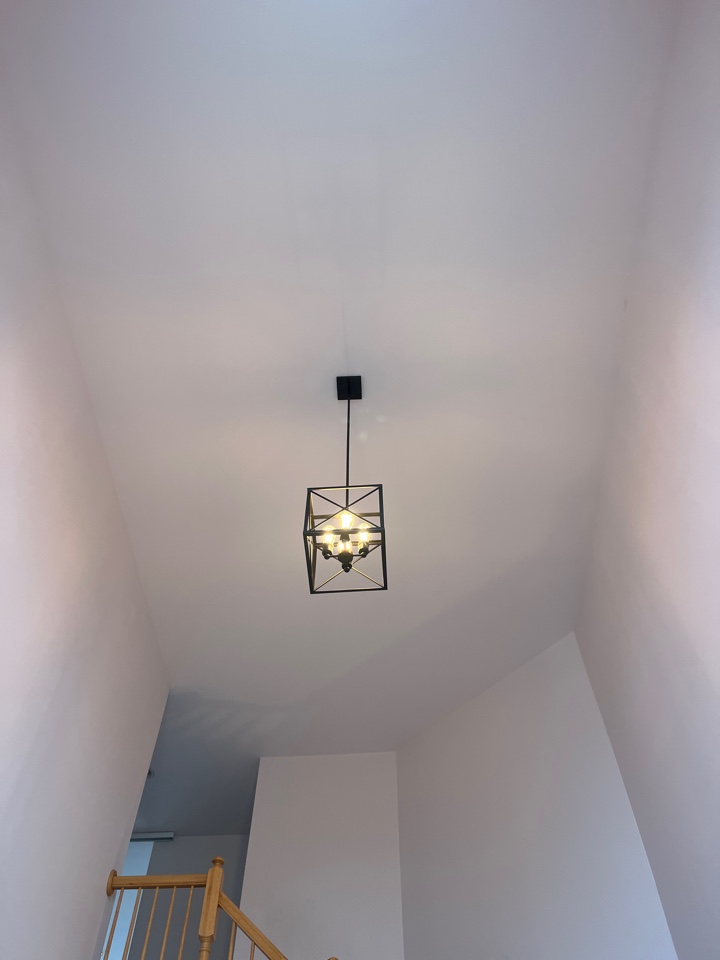Installed customer supplied light fixture in tall foyer in Millersville, Maryland!