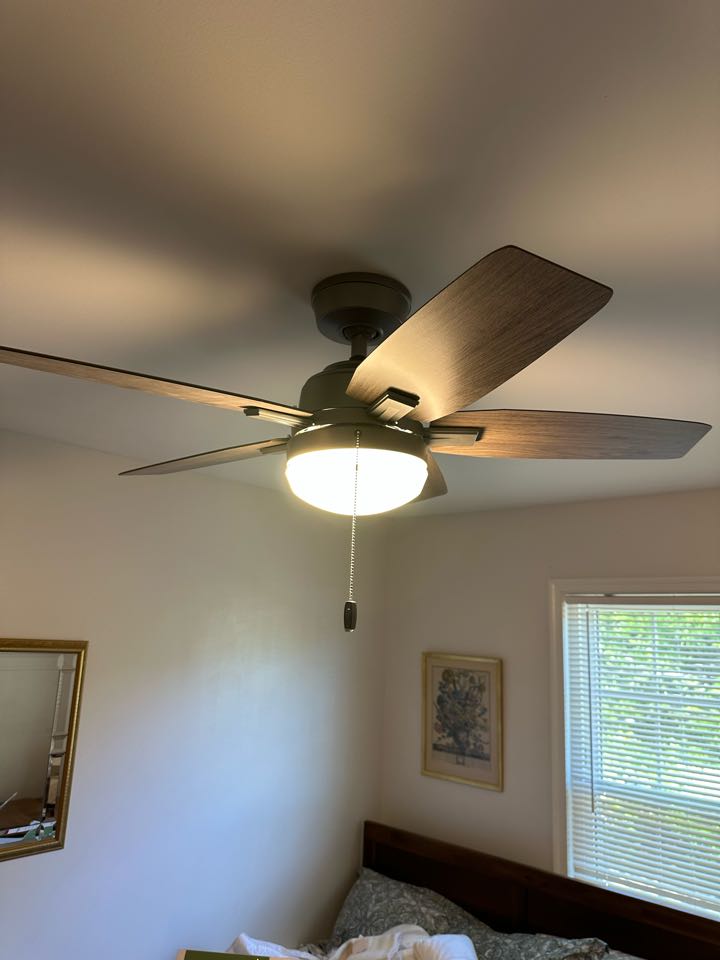 Installed two customer supplied ceiling fans from scratch in Arnold, Md. 