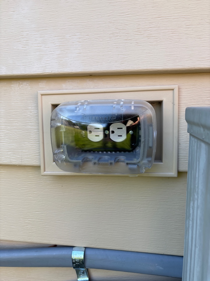 Installed outdoor rates outlet and bubble cover in Pasadena, MD.