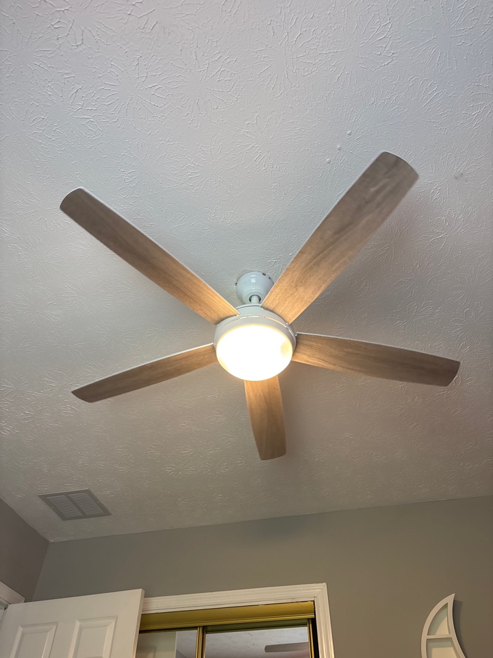Replaced light fixture with a ceiling fan in Pasadena, MD.