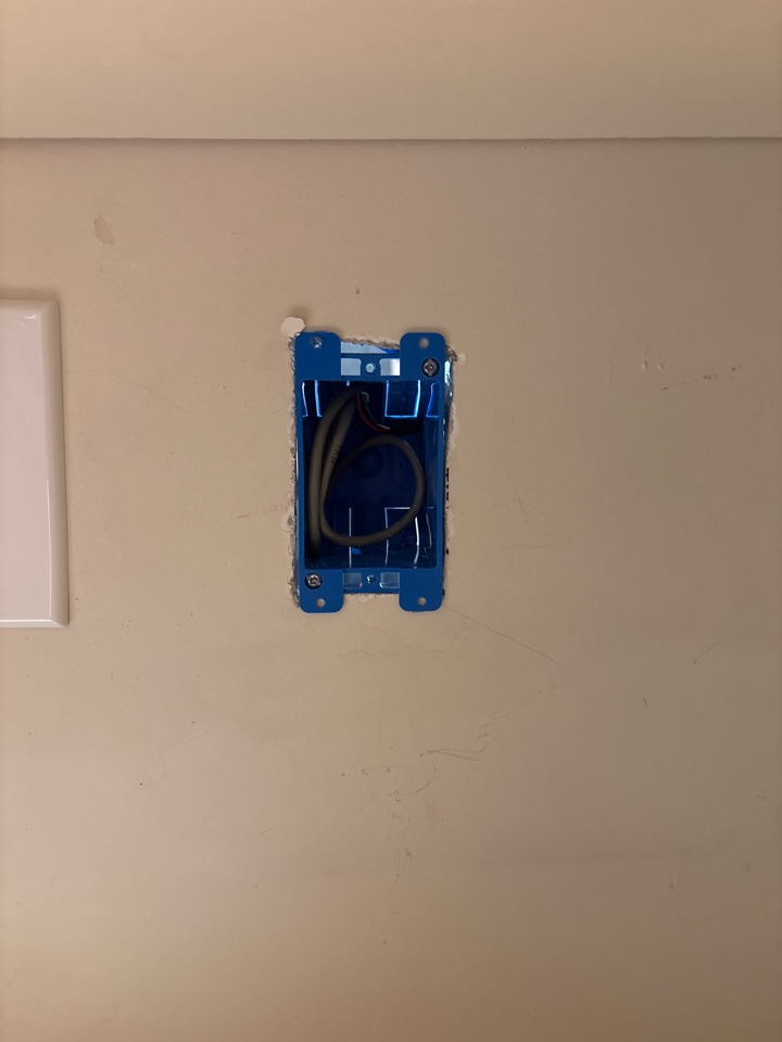 Relocated junction box for low voltage wiring in Timonium, MD.