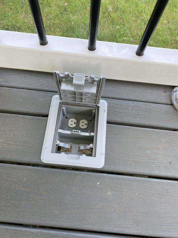 Installed weatherproof deck receptacle in Edgewater, MD