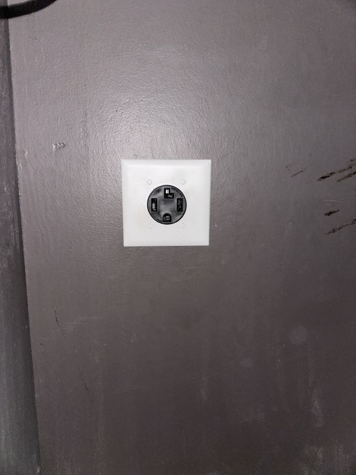 Installed dryer receptacle and installed junction box to fix exposed wires in Baltimore, Md.