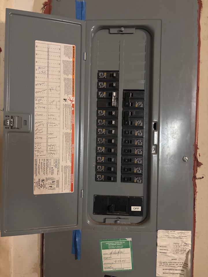 Replaced two breakers in Parry Hall, MD.