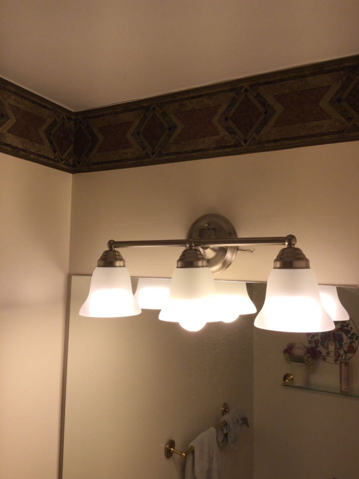 Performed diagnostic replaced outdoor receptacle and restored power, installed customer supplied vanity light in Windsor Mill, Md. 