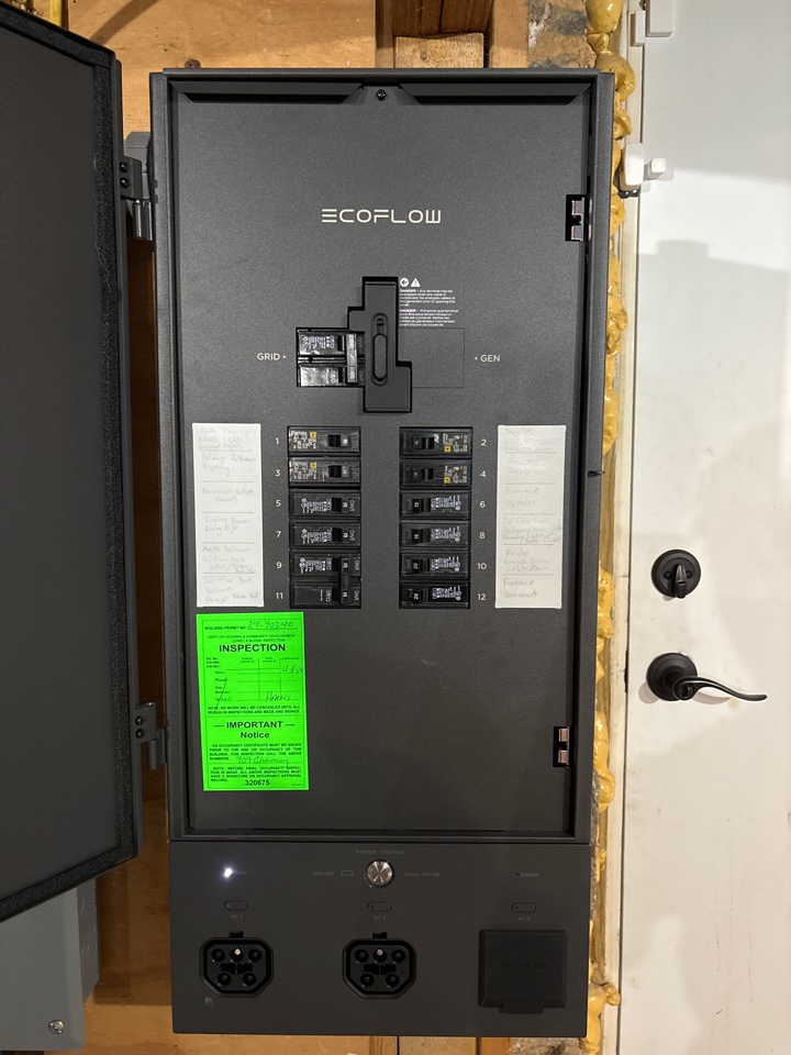 Moved circuits into ecoflow panel in Baltimore, MD.