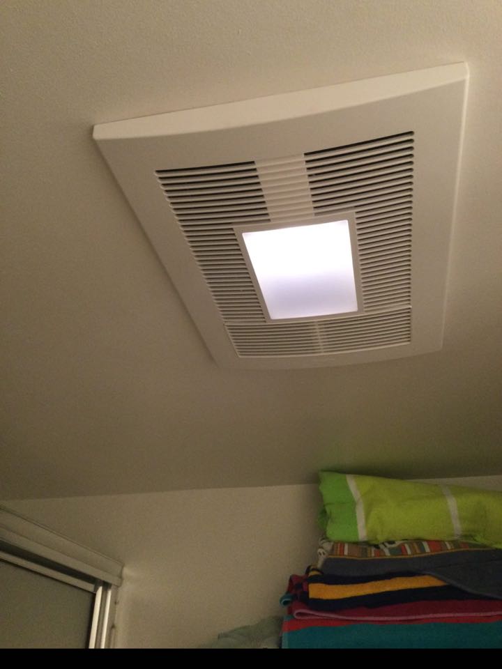 Installed stack switch and premium Panasonic heat and exhaust fan in Baltimore, Md. 
