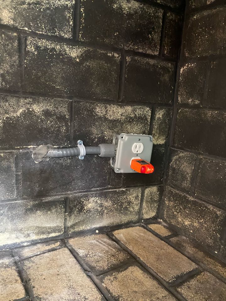 Installed one GFCI receptacle, and added one duplex receptacle for a gas fireplace in Crownsville, MD