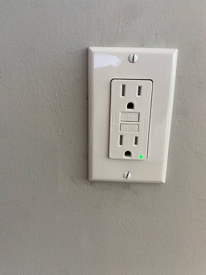 Installed one GFCI receptacle, and added one duplex receptacle for a gas fireplace in Crownsville, MD