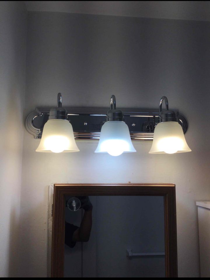 Installed one vanity light and single pole switch and a light fixture in Dundalk, Md. 