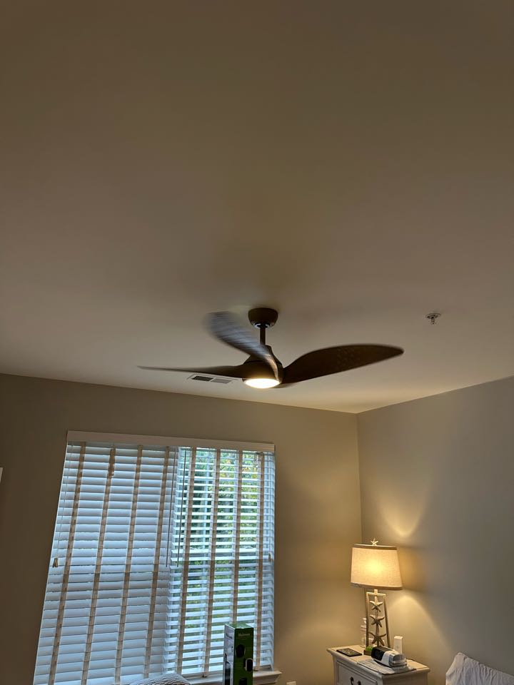 Installed customer supplied ceiling fans from scratch in Edgewater, MD.