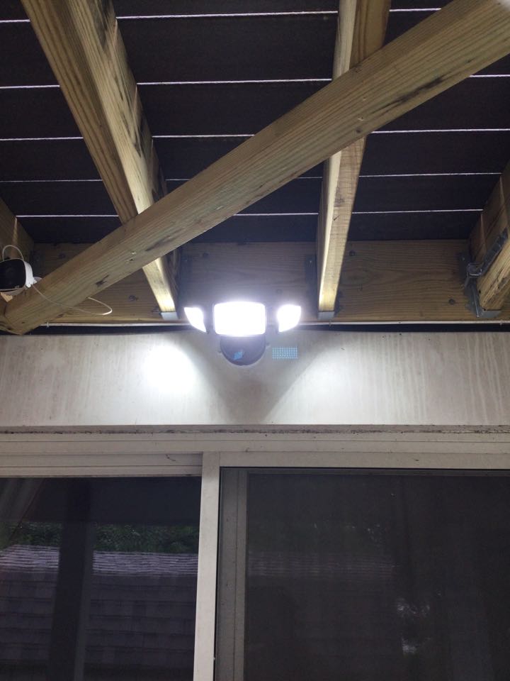 Installed three customer supplied flood lights in pikesville, MD