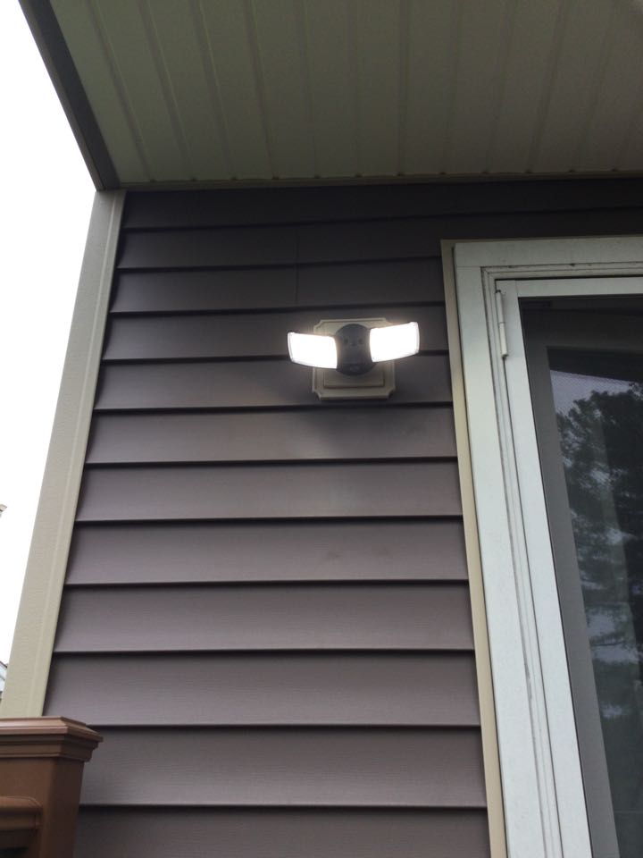 Installed three customer supplied flood lights in pikesville, MD