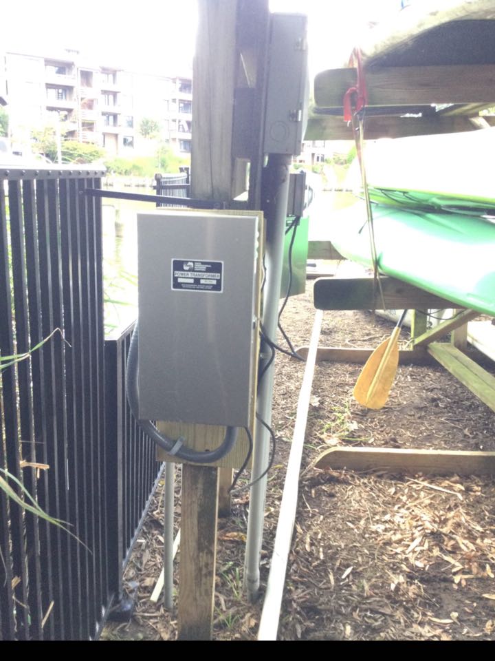 Relocated pier and boat lift transformers, and installed two-gang inuse covers in Annapolis, MD. 