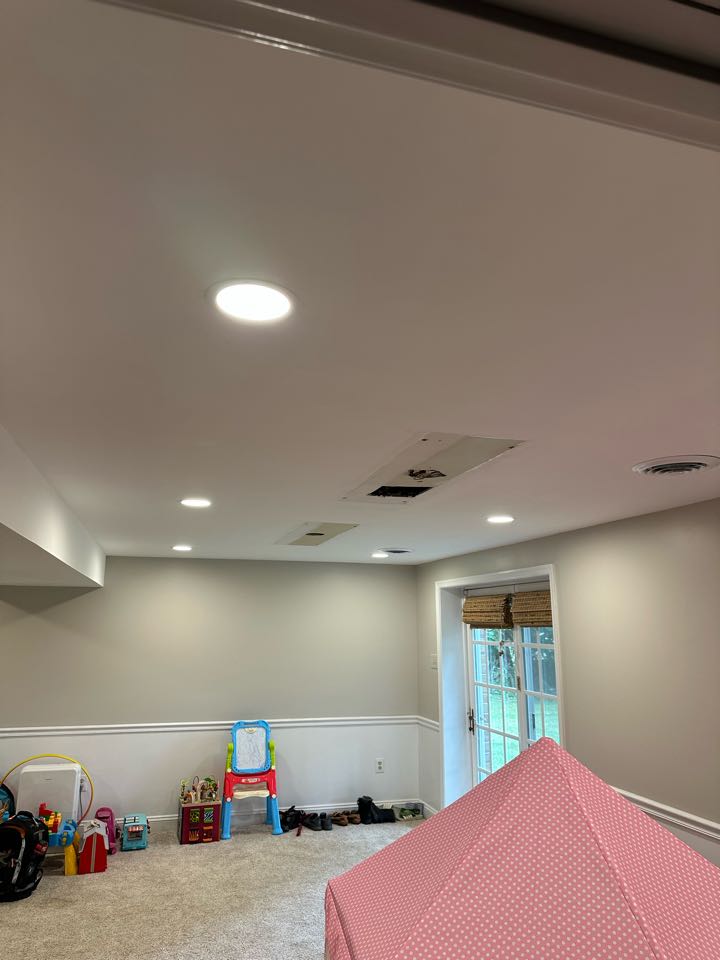 Installed multiple recessed lights, two dimmer switches and a keyless light fixture in Cockeysville, MD. 