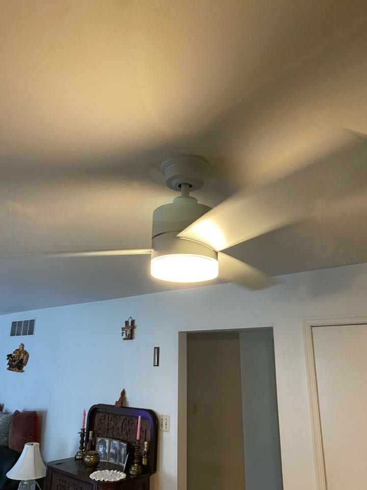 Installed customer supplied ceiling fan and vanity light in Glen Burnie, MD