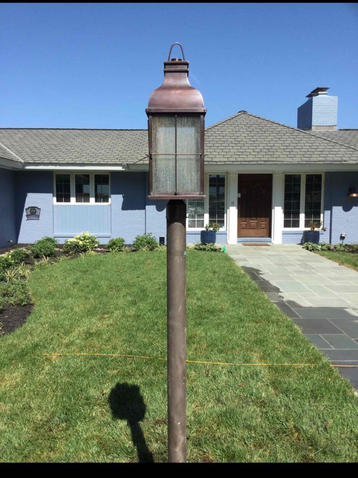 Rewired lamp post and installed lamp post lights in Annapolis, MD. 