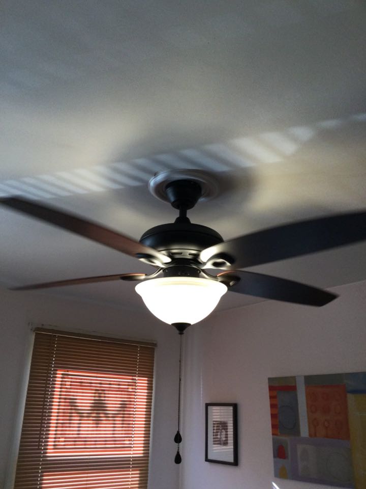 Installed customer supplied ceiling fan and single pole switch in Baltimore, MD. 