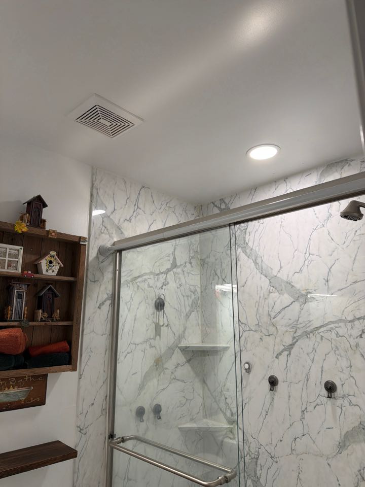 Magothy Electric installed light fixture above shower off existing switch leg in Easton, MD