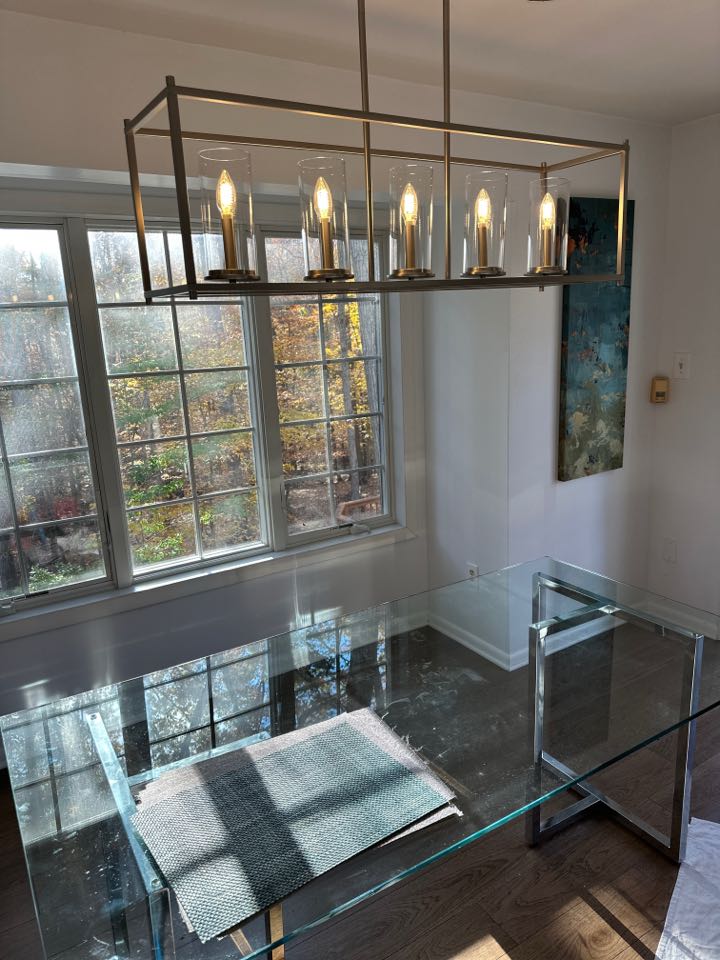 Installed customer supplied chandelier in Columbia, MD. 